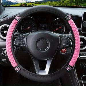 Planet Gates Pink Sparkle And Shine: Inlaid Artificial Diamond Steering Wheel Cover For Women Car Accessories