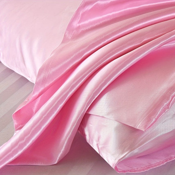 Planet Gates Pink / Standard (20"x26") 2pcs Satin Pillowcase, Soft And Smooth Texture, Satin Solid Color Envelope Pillowcases, Reduce Hair Breakage Prevent Wrinkles