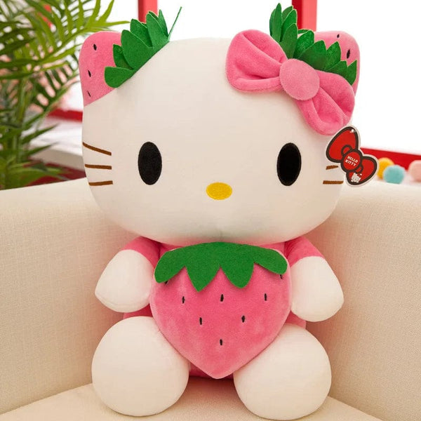 Planet Gates Pink Strawberry / 22CM Kawaii Sanrio Hello Kitty Plush Stuffed Toy Strawberry KT Cat Pillow Doll Children's Birthday Gift Home Decoration Animal Doll