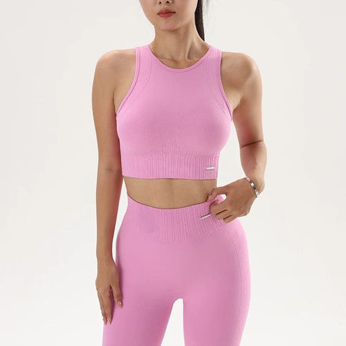 Planet Gates Pink suits / M Yoga Clothing Set Women's High Waisted Leggings and Top Two Piece Seamless Fitness Exercise Clothing Fitness Workout Underwear