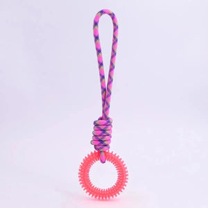 Planet Gates Pink Supet Interactive Training Pet Toy Ring Spiked Ring Dog Teeth Cleaning Pet Supplies