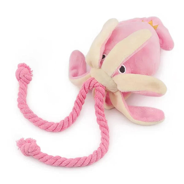 Planet Gates Pink Supet Pet Octopus Plush Rope Toy Is Bite-resistant, Fun and Interactive, Suitable for Indoor and Outdoor Use