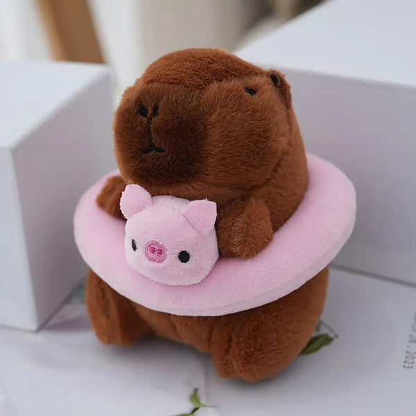 Planet Gates PINK Swimming Ring Capybara Plush Capybara Keychain Stuffed Animals Cute Toy Capybara Bag Pendant Headgear Capybara Doll