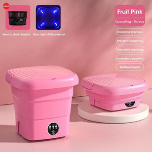 Planet Gates Pink / UK Folding Washing Machine Clothes Sock Barrel Washing Machine Centrifuge Mini Underwear Portable Washing Machine for Dehydration