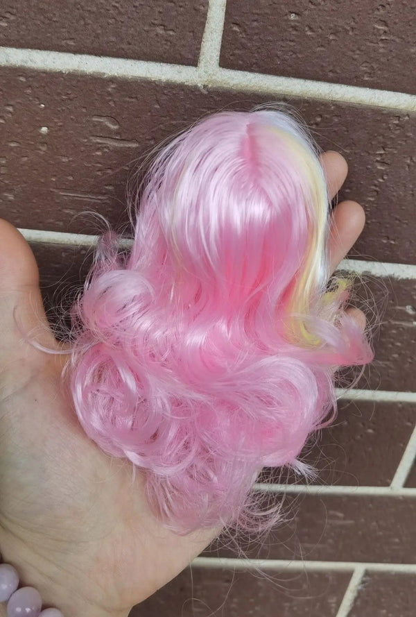 Planet Gates Pink Wig For Doll Toy Head Princess Doll Head Candy Color DIY Toy Wig Children Birthday Gift Black Purple Pink Green Gold 1/6 1/4 Wig