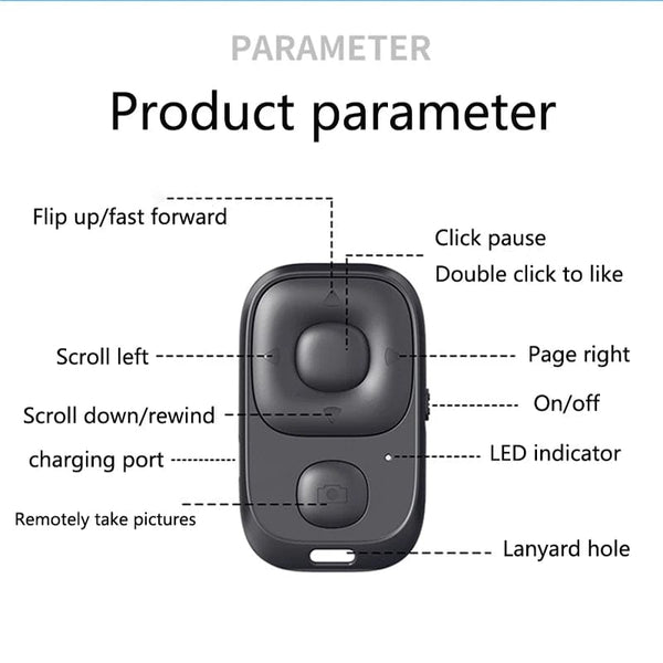 Planet Gates Pink Wireless Bluetooth-compatible Remote Control Button Controller for Tik Tok Self-Timer Camera Stick Shutter Phone Selfie E-book