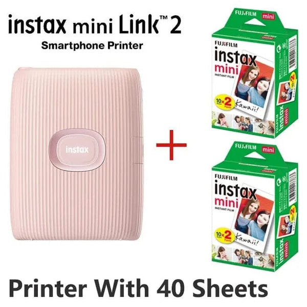 Planet Gates Pink With 40 Sheets Original Fujifilm Instax Mini Link 2 Printer Instax Photo Camera Printers For Smart Phone App Film Machine New Fujifilm Camera