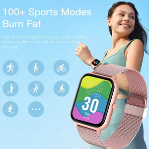 Planet Gates Pink Xiaomi Call Smart Watch Women Custom Dial Smartwatch For Android IOS Waterproof Bluetooth Music Watches Full Touch Clock