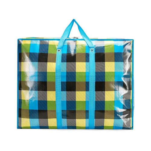 Planet Gates Plaid 1pc Large Capacity Hanging Storage Bag, Moving Packaging Storage Bag, Waterproof Storage Bag With Zippers & Reinforced Handle, Suitable For Student Back To School