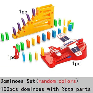 Planet Gates Plane Set 100pcs Dominoes Blocks Train Plastic Toys Kids Early Educational Dominoes Plane Games For Children Boy Girls Christmas Gift