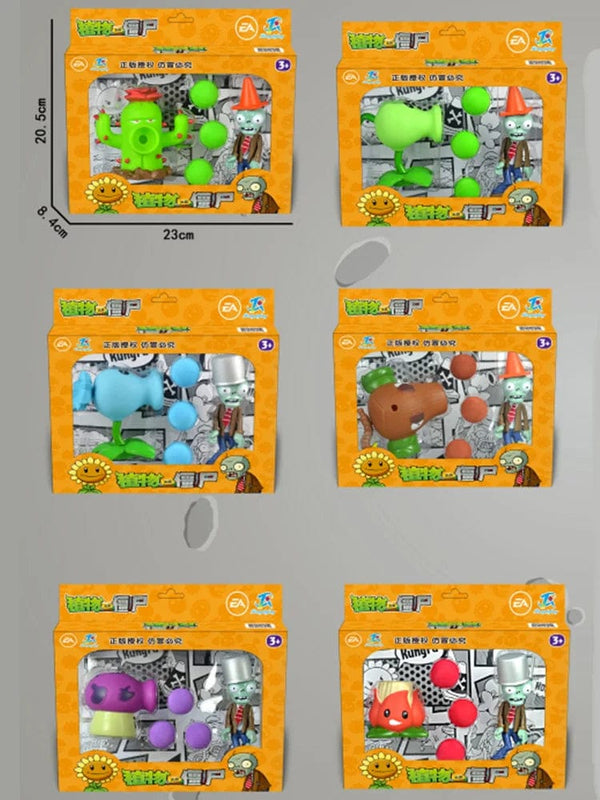 Planet Gates Plants vs Zombies 2 Cactus Peashooter Coconut Cannon A.K.E.E Toy Set 6 Style Game Figures Soft Silicone Zombie Birthday Gift Boy