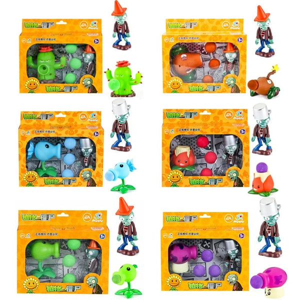 Planet Gates Plants vs Zombies 2 Cactus Peashooter Coconut Cannon A.K.E.E Toy Set 6 Style Game Figures Soft Silicone Zombie Birthday Gift Boy