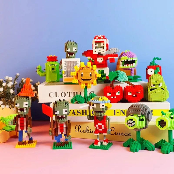 Planet Gates Plants VS Zombies Blocks Small Cartoon Mini Building Block Peashooter SunFlower Chomper Assemble Action Model Doll Toy for Kids