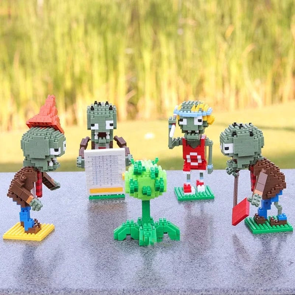 Planet Gates Plants VS Zombies Blocks Small Cartoon Mini Building Block Peashooter SunFlower Chomper Assemble Action Model Doll Toy for Kids