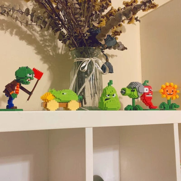Planet Gates Plants VS Zombies Blocks Small Cartoon Mini Building Block Peashooter SunFlower Chomper Assemble Action Model Doll Toy for Kids