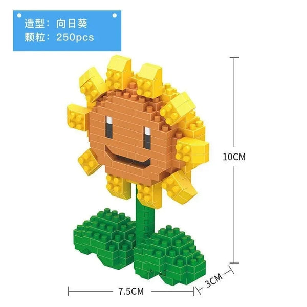 Planet Gates Plants VS Zombies Blocks Small Cartoon Mini Building Block Peashooter SunFlower Chomper Assemble Action Model Doll Toy for Kids