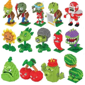 Planet Gates Plants VS Zombies Blocks Small Cartoon Mini Building Block Peashooter SunFlower Chomper Assemble Action Model Doll Toy for Kids