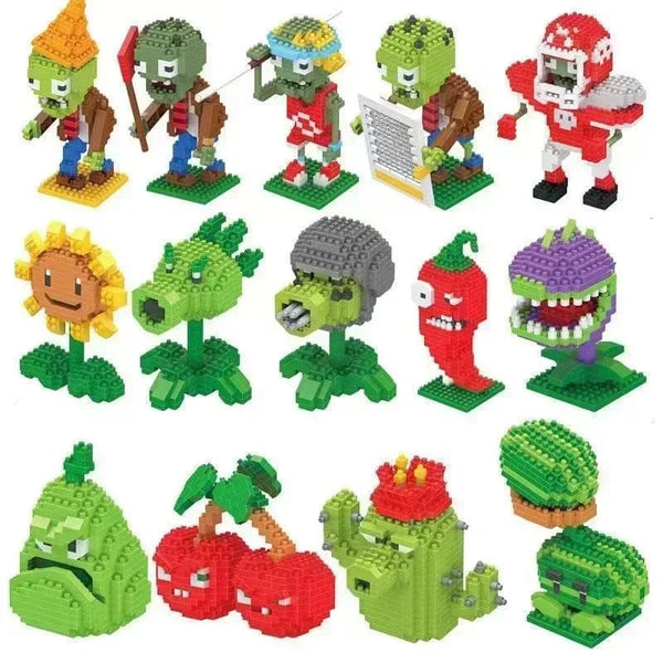 Planet Gates Plants VS Zombies Blocks Small Cartoon Mini Building Block Peashooter SunFlower Chomper Assemble Action Model Doll Toy for Kids