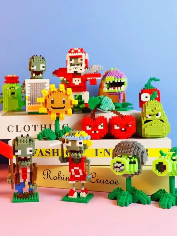 Planet Gates Plants VS Zombies Blocks Small Cartoon Mini Building Block Peashooter SunFlower Chomper Assemble Action Model Doll Toy for Kids