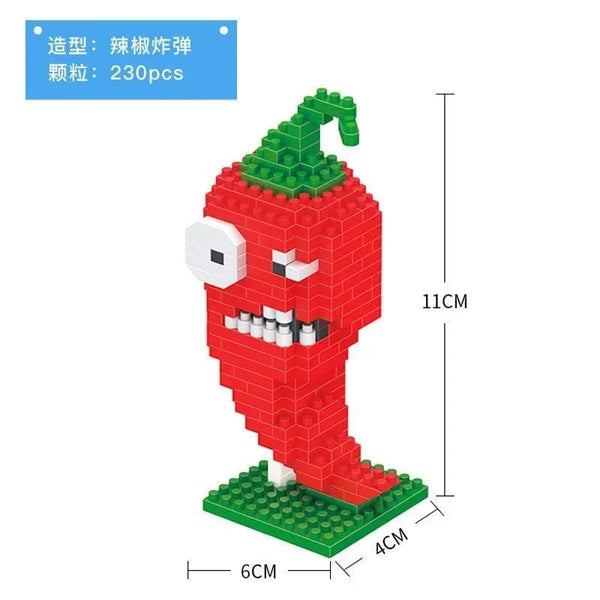 Planet Gates Plants VS Zombies Blocks Small Cartoon Mini Building Block Peashooter SunFlower Chomper Assemble Action Model Doll Toy for Kids