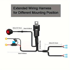 Planet Gates Plastic LED Light Bar Wiring Harness Kit - 2 Leads 12V On Off Switch Power Relay Blade Fuse For Off Road Lights LED Work Light