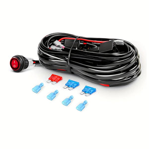 Planet Gates Plastic LED Light Bar Wiring Harness Kit - 2 Leads 12V On Off Switch Power Relay Blade Fuse For Off Road Lights LED Work Light
