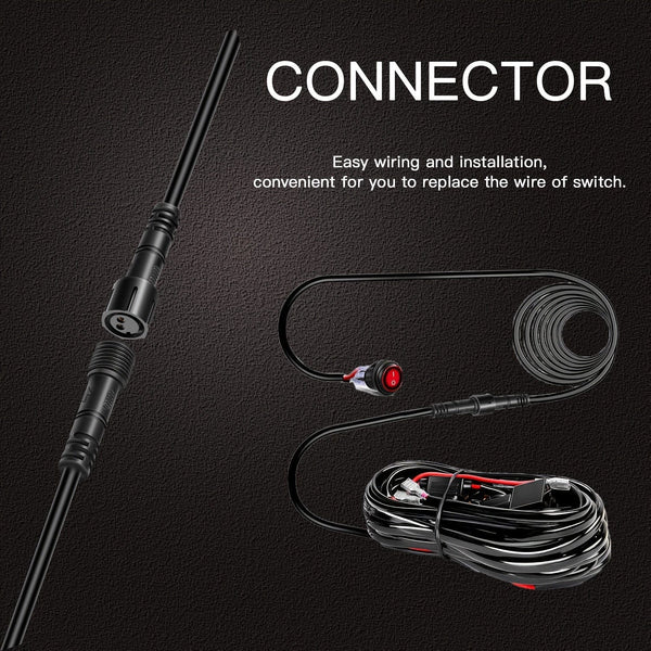 Planet Gates Plastic LED Light Bar Wiring Harness Kit - 2 Leads 12V On Off Switch Power Relay Blade Fuse For Off Road Lights LED Work Light