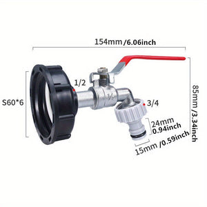 Planet Gates Plastic Pacifier Set 1pc, 1000L IBC Water Tank Adapter Ton Barrel Fittings Faucet S60*6 2.54/5.08cm Metal Tap Pipe Fittings Garden Hose Replacement Tools Connector Water Pipe Quick Connection