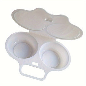 Planet Gates Plastic PP 1pc Microwave Oven Round Shaped Egg Steamer Cooking Mold, Double Egg Poacher, Egg Mold, Egg Poacher Tools, Kitchen Gadgets, Kitchen Supplies