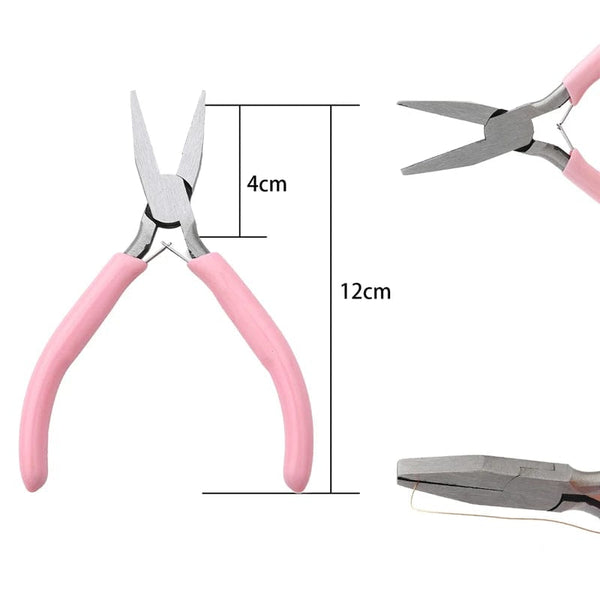 Planet Gates Plier Cute Pink Color Handle Anti-slip Splicing and Fixing Jewelry Pliers Tools & Equipment Kit for DIY Jewelery Making Needlework