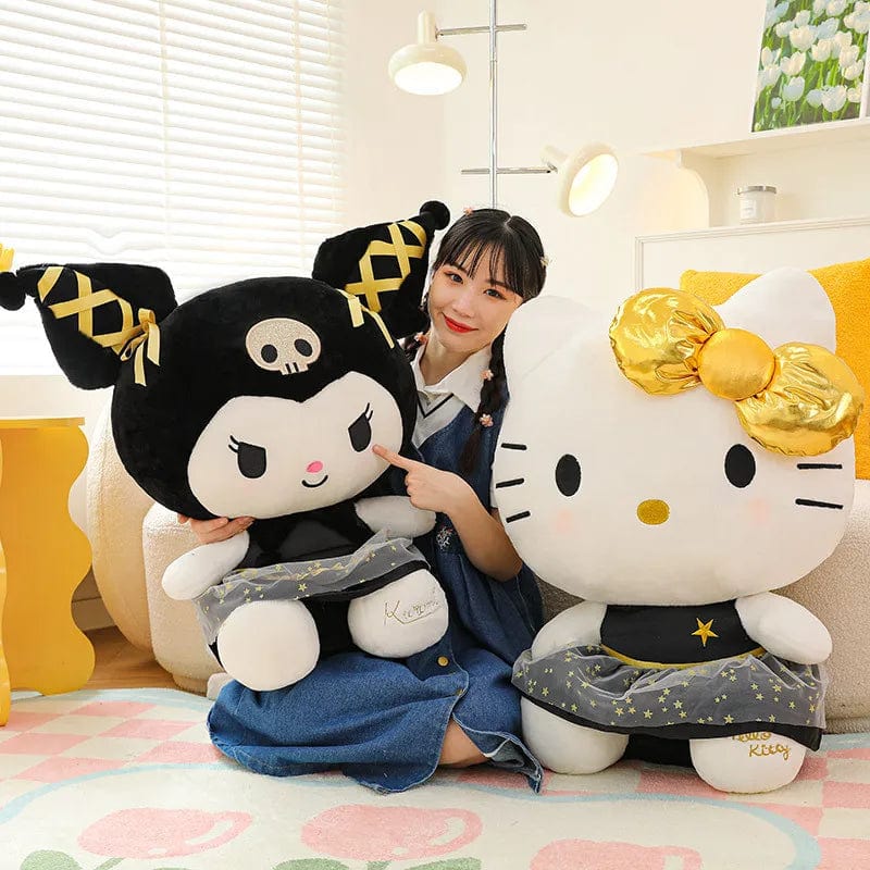 Planet Gates Plushie White Dog Plush Black Gold Kuromi Toy Girl Doll Large Pillow Cinnamoroll Easter Kid Cute Black Gold Kt Cat Doll gifts