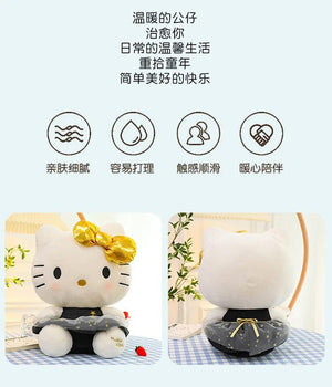Planet Gates Plushie White Dog Plush Black Gold Kuromi Toy Girl Doll Large Pillow Cinnamoroll Easter Kid Cute Black Gold Kt Cat Doll gifts