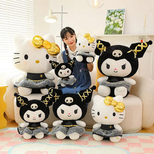 Planet Gates Plushie White Dog Plush Black Gold Kuromi Toy Girl Doll Large Pillow Cinnamoroll Easter Kid Cute Black Gold Kt Cat Doll gifts