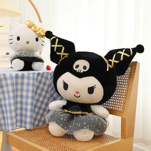 Planet Gates Plushie White Dog Plush Black Gold Kuromi Toy Girl Doll Large Pillow Cinnamoroll Easter Kid Cute Black Gold Kt Cat Doll gifts