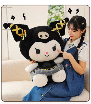 Planet Gates Plushie White Dog Plush Black Gold Kuromi Toy Girl Doll Large Pillow Cinnamoroll Easter Kid Cute Black Gold Kt Cat Doll gifts
