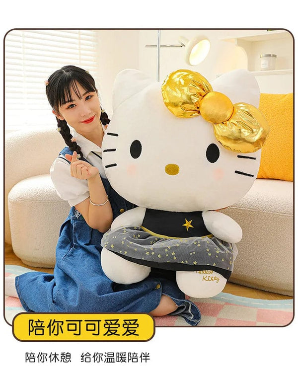 Planet Gates Plushie White Dog Plush Black Gold Kuromi Toy Girl Doll Large Pillow Cinnamoroll Easter Kid Cute Black Gold Kt Cat Doll gifts