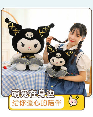 Planet Gates Plushie White Dog Plush Black Gold Kuromi Toy Girl Doll Large Pillow Cinnamoroll Easter Kid Cute Black Gold Kt Cat Doll gifts