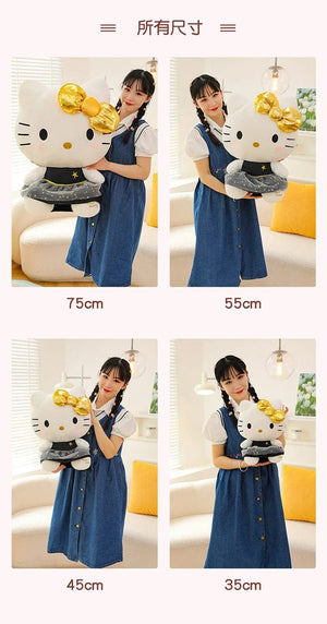Planet Gates Plushie White Dog Plush Black Gold Kuromi Toy Girl Doll Large Pillow Cinnamoroll Easter Kid Cute Black Gold Kt Cat Doll gifts