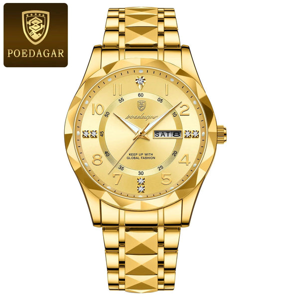Planet Gates POEDAGAR Luxury Men Quartz Watch Waterproof Date Week Luminous Wristwatch Stainless Steel Men's Watches Male Clock Sports Reloj