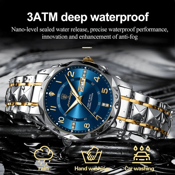 Planet Gates POEDAGAR Luxury Men Quartz Watch Waterproof Date Week Luminous Wristwatch Stainless Steel Men's Watches Male Clock Sports Reloj