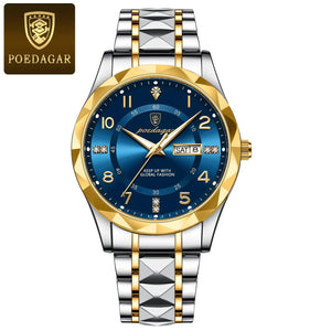 Planet Gates POEDAGAR Luxury Men Quartz Watch Waterproof Date Week Luminous Wristwatch Stainless Steel Men's Watches Male Clock Sports Reloj