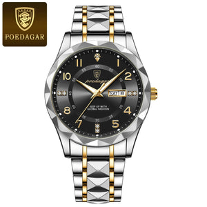 Planet Gates POEDAGAR Luxury Men Quartz Watch Waterproof Date Week Luminous Wristwatch Stainless Steel Men's Watches Male Clock Sports Reloj