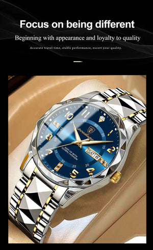 Planet Gates POEDAGAR Luxury Men Quartz Watch Waterproof Date Week Luminous Wristwatch Stainless Steel Men's Watches Male Clock Sports Reloj