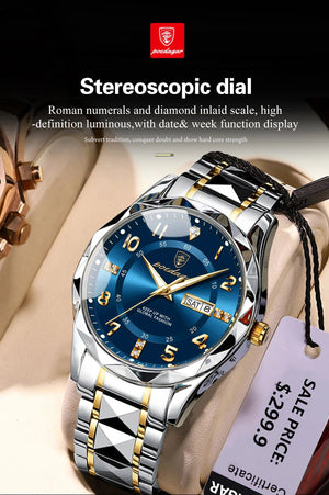 Planet Gates POEDAGAR Luxury Men Quartz Watch Waterproof Date Week Luminous Wristwatch Stainless Steel Men's Watches Male Clock Sports Reloj