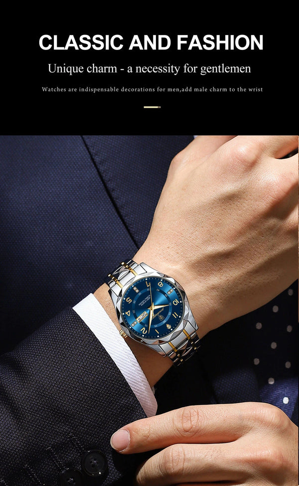 Planet Gates POEDAGAR Luxury Men Quartz Watch Waterproof Date Week Luminous Wristwatch Stainless Steel Men's Watches Male Clock Sports Reloj