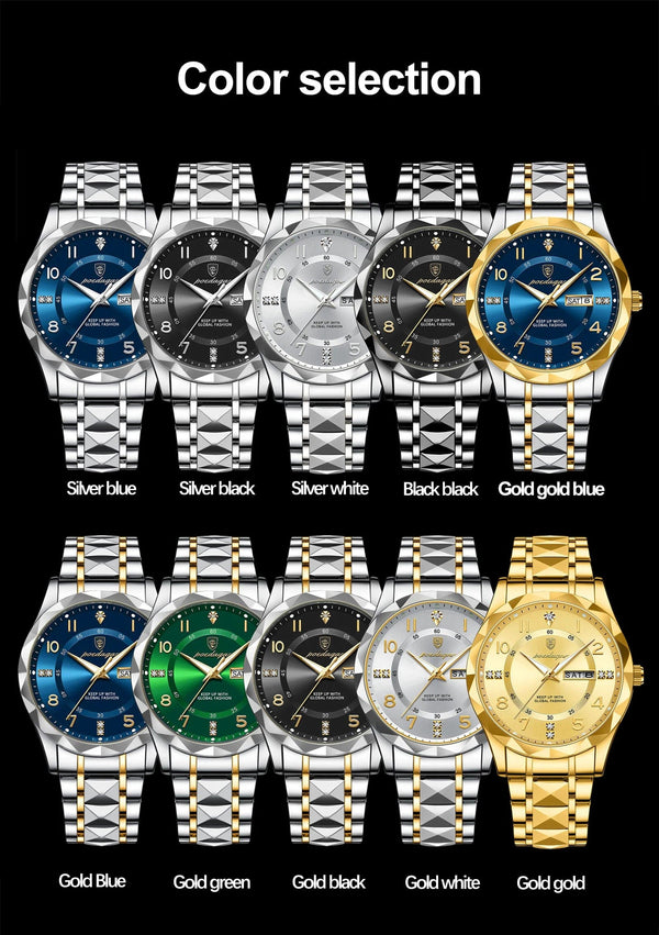 Planet Gates POEDAGAR Luxury Men Quartz Watch Waterproof Date Week Luminous Wristwatch Stainless Steel Men's Watches Male Clock Sports Reloj