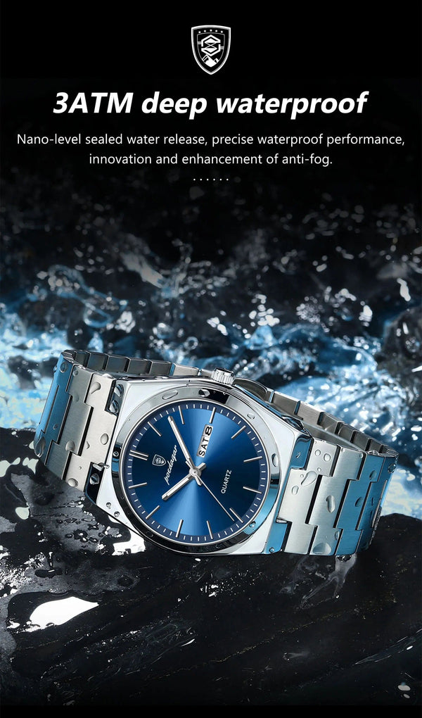 Planet Gates POEDAGAR Luxury Watch For Man Waterproof Luminous Date Week Stainless Steel Men Watch Casual Quartz Men's Watches Male Clock+box