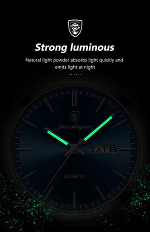 Planet Gates POEDAGAR Luxury Watch For Man Waterproof Luminous Date Week Stainless Steel Men Watch Casual Quartz Men's Watches Male Clock+box