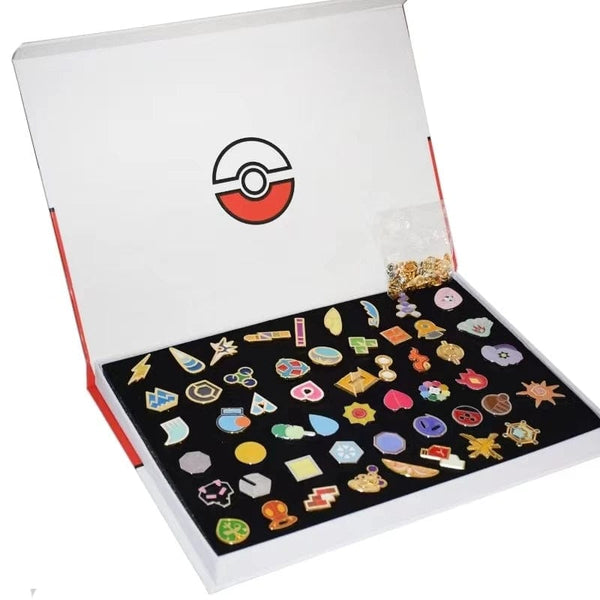 Planet Gates Pokemon Gym Badges Kanto Johto Hoenn Sinnoh Unova Kalos League Region Pins Brooches Orange Islands Box Collection Pocket Monster