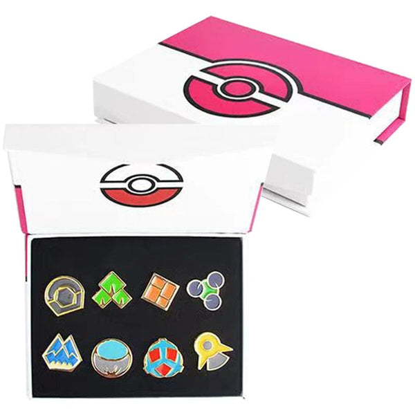 Planet Gates Pokemon Gym Badges Kanto Johto Hoenn Sinnoh Unova Kalos League Region Pins Brooches Orange Islands Box Collection Pocket Monster